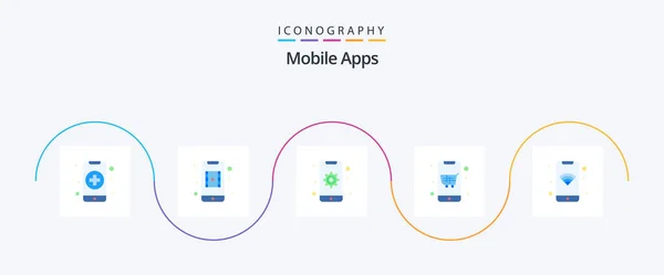 Mobile Apps Flat Icon Pack Including Phone App Mobile Online — Vector de stock
