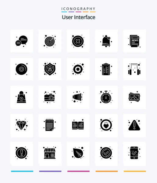 Creative User Interface Glyph Solid Black Icon Pack Disk News — Stock vektor