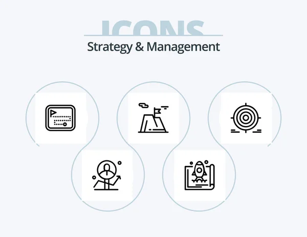 Strategy Management Line Icon Pack Icon Design Seo Setting Tool — Stock vektor