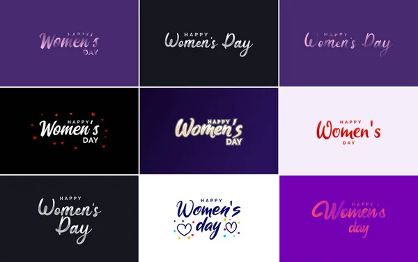 Pink Happy Women Day Typographical Design Elements Use International Women — Stockvektor