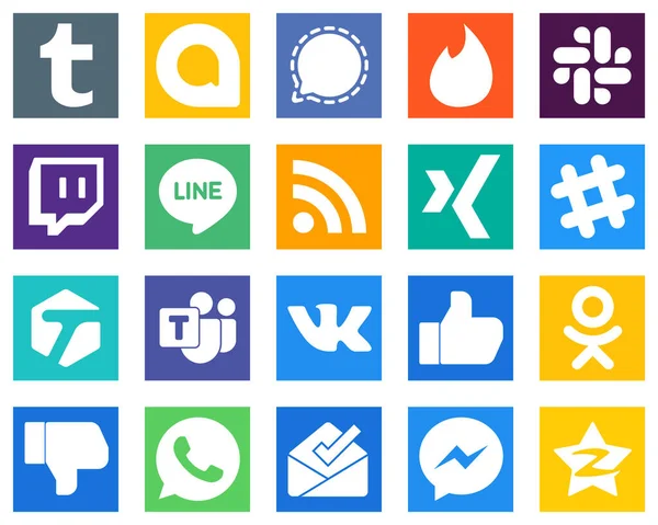 Minimalist Social Media Icons Line Microsoft Team Spotify Icons Unique — Stockvector