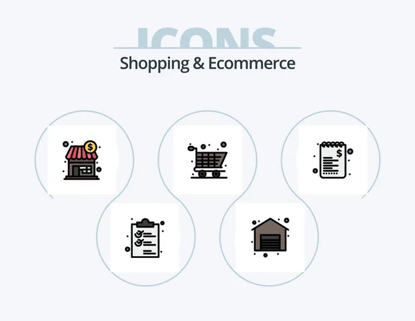 Торгівля Електронна Комерція Лінія Заповнений Icon Pack Icon Design Готівкою — стоковий вектор
