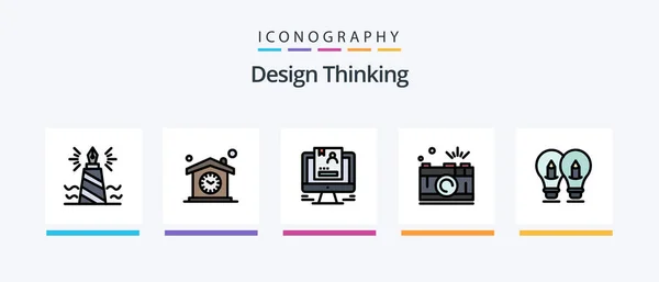 Design Thinking Line Filled Icon Pack Including Email Document Object — Stockvektor