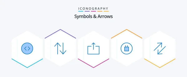Symbols Arrows Blue Icon Pack Including Send Scale Arrow — Stock Vector