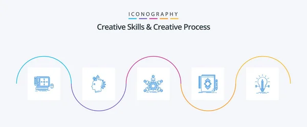 Creative Skills Creative Process Blue Icon Pack Including Identity Design — Vettoriale Stock