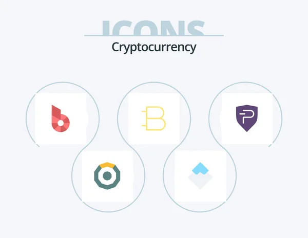 Cryptocurrency Flat Icon Pack Icon Design Currency Crypto Currency Coin — Stockvektor