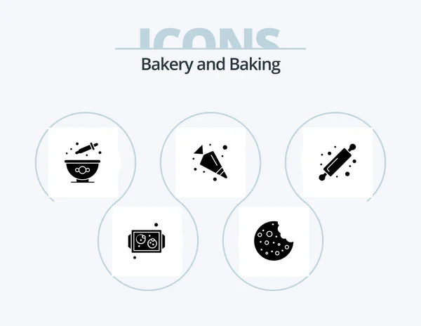 Baking Glyph Icon Pack Icon Design Bread Rolling Pin Baking — Vetor de Stock