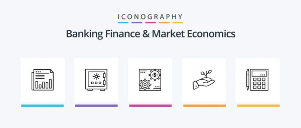 Banking Finance Market Economics Line Icon Pack Including Financial Calculation — Archivo Imágenes Vectoriales