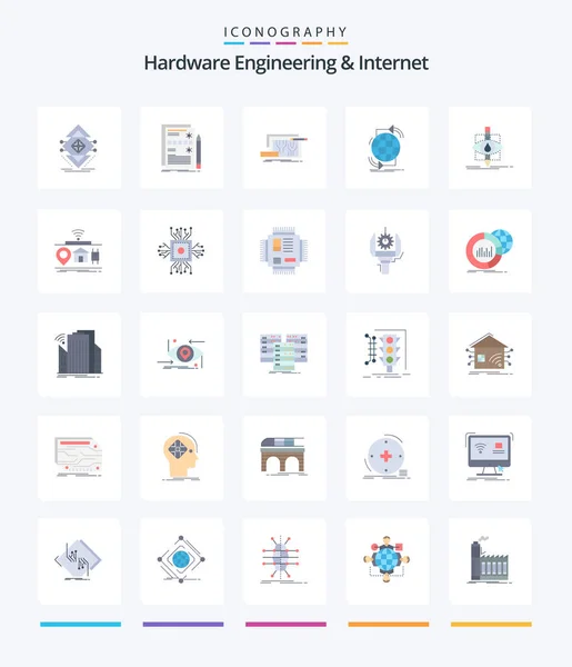 Creative Hardware Engineering Internet Flat Icon Pack Internet Connectivity Hardware — Stock Vector
