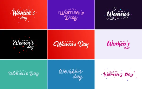 International Women Day Greeting Card Template Floral Design Hand Lettering — Stockový vektor