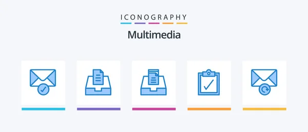 Multimedia Blue Icon Pack Including Mail Creative Icons Design — Vetor de Stock