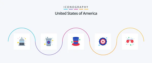 Usa Flat Icon Pack Including Wine Cap Beer Star — 图库矢量图片