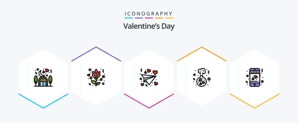 Valentines Day Filledline Icon Pack Including Love Love Dating Love — Stockvektor