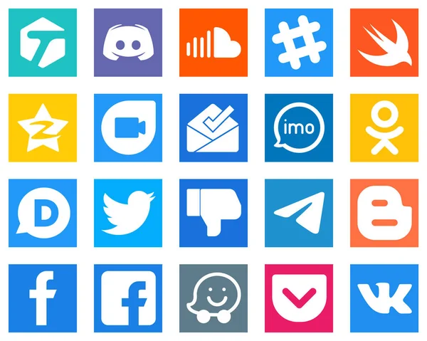 Professional Social Media Icons Video Imo Spotify Inbox Icons Fully — Stok Vektör