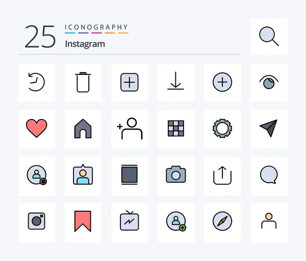 Instagram Line Filled Icon Pack Including View Contact Sets Add — Vettoriale Stock