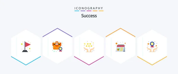 Sucess Flat Icon Pack Including Office Checked Reward Calendar Selection — Διανυσματικό Αρχείο