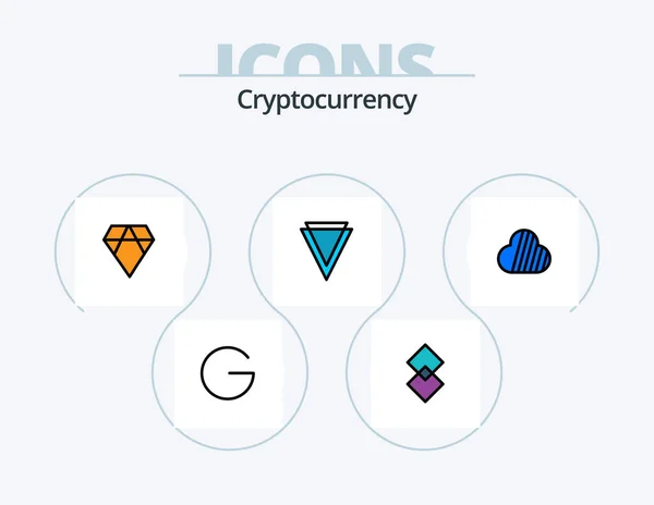 Cryptocurrency Line Filled Icon Pack Icon Design Coin Charts Crypto — Stockvektor