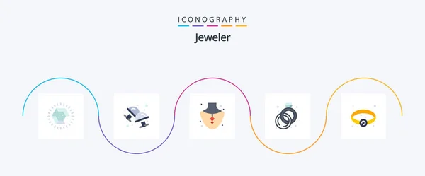 Jewellery Flat Icon Pack Including Jewel Bracelet Diamond Ring Diamond — 图库矢量图片