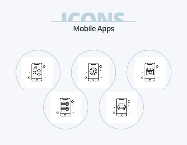 Mobile Apps Line Icon Pack Icon Design App Online Taxi — Stockvektor