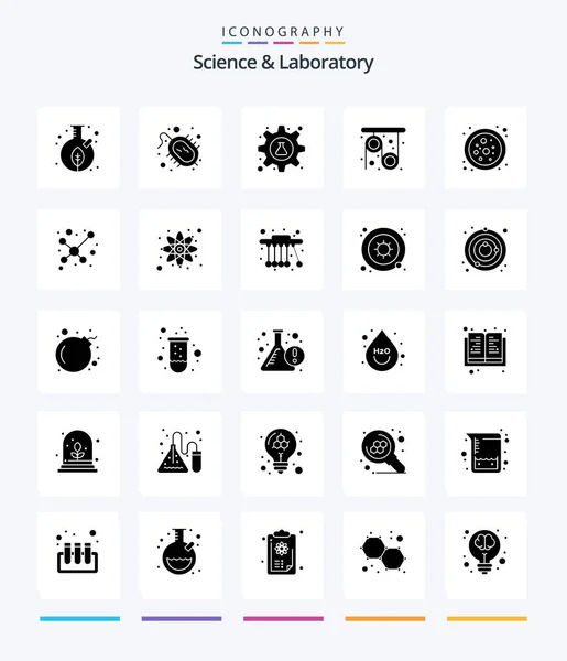Creative Science Glyph Solid Black Icon Pack Science Pulley Research — Stok Vektör
