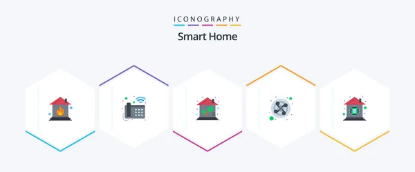 Smart Home Flat Icon Pack Including Home Automation Ventilation Eco — Image vectorielle