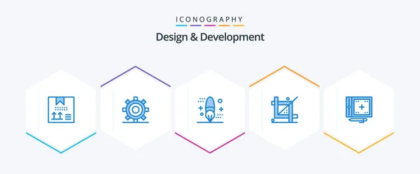 Design Development Blue Icon Pack Including Design Coding Gear Painting — Wektor stockowy