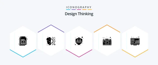 Design Thinking Glyph Icon Pack Including Graphic Creativity Thinking Camera — Stockvector