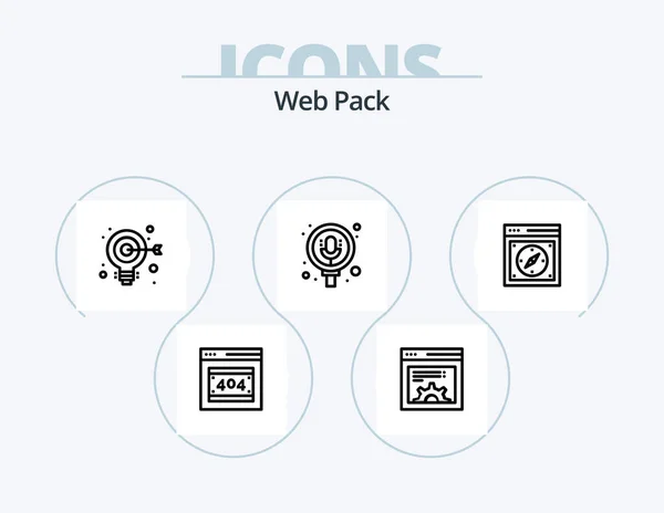 Web Pack Line Icon Pack Icon Design Page Browser Web — 图库矢量图片