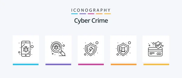 Cyber Crime Line Icon Pack Including Safety Search Security Find — Stock Vector