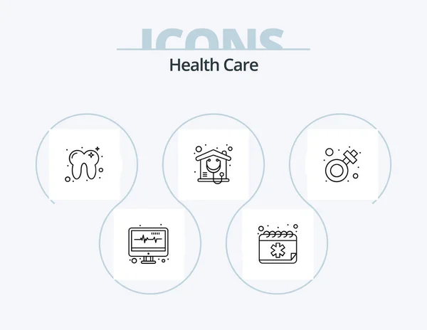 Health Care Line Icon Pack Icon Design Letter Dental Location — Διανυσματικό Αρχείο