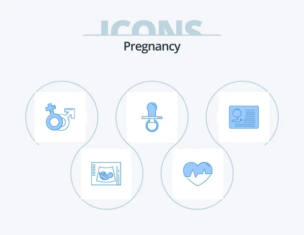 Pregnancy Blue Icon Pack Icon Design Dummy Nipple Pulse Female — Stock Vector