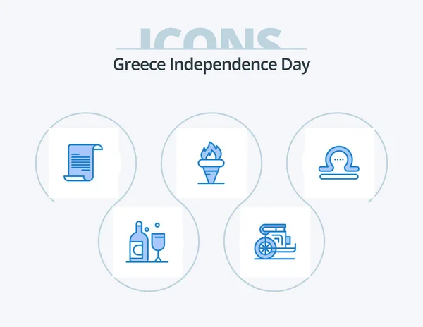 Greece Independence Day Blue Icon Pack Icon Design Libra Olympic — Vetor de Stock