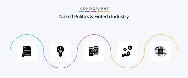 Naked Politics Fintech Industry Glyph Icon Pack Including Industry Hand — Vetor de Stock