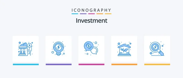 Investment Blue Icon Pack Including Property House Business Eco Dollar — Stok Vektör