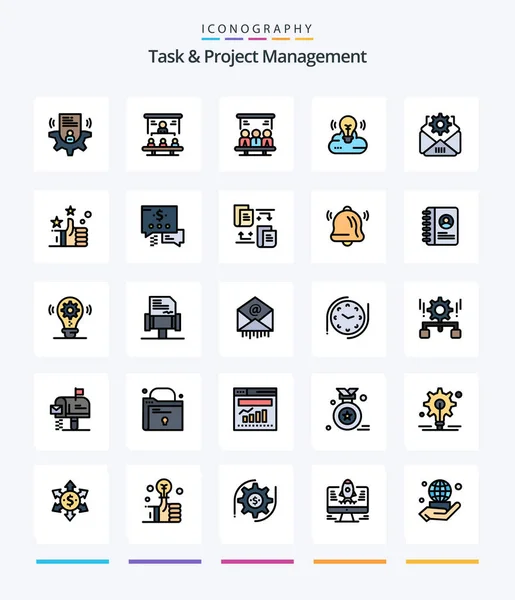 Creative Task Project Management Line Filled Icon Pack Mail Cloud — Stock Vector