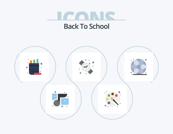 Back School Flat Icon Pack Icon Design Football Education School — Stockvektor