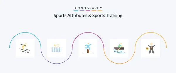 Sports Atributes Sports Training Flat Icon Pack Including Water Rowing — Stock Vector