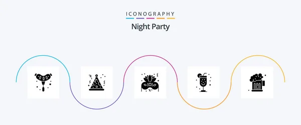 Night Party Glyph Icon Pack Including Party Night Night Party — Vetor de Stock
