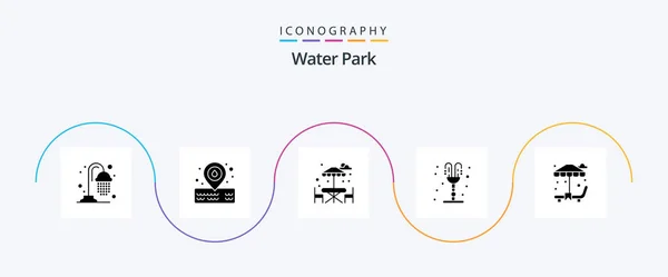 Water Park Glyph Icon Pack Including Garden Park Park Valentines — Stock vektor