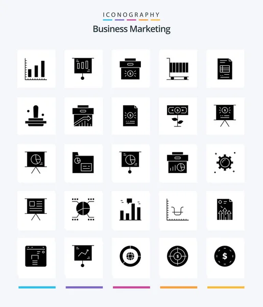Creative Business Marketing Glyph Solid Black Icon Pack Marketing Cart — Stock Vector