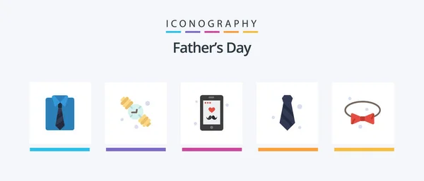 Fathers Day Flat Icon Pack Including Dress Tie Dad Necktie — Stock Vector