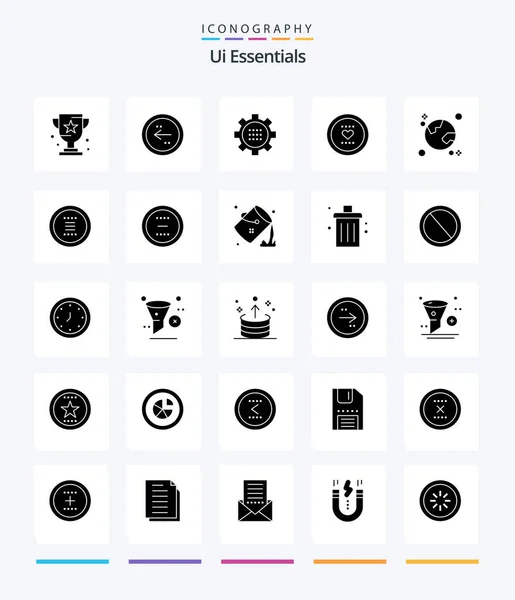 Creative Essentials Glyph Solid Black Icon Pack Favorite Direction Setting — Stockvector