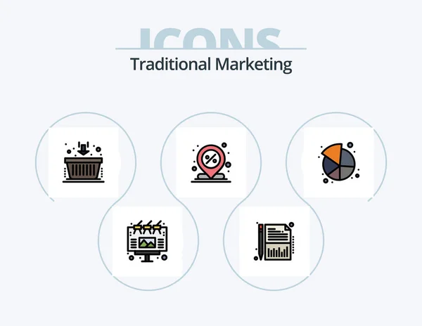Traditional Marketing Line Filled Icon Pack Icon Design Board Advertising — Wektor stockowy
