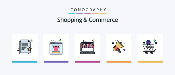Shopping Commerce Line Filled Icon Pack Including Cash Date Call — Stock vektor