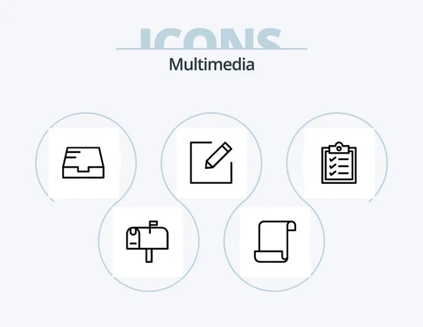 Multimedia Line Icon Pack Icon Design Event Message Alert — Archivo Imágenes Vectoriales
