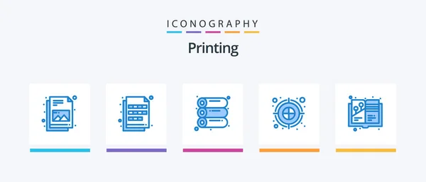 Printing Blue Icon Pack Including Illustration Art Machine Dartboard Color — Image vectorielle