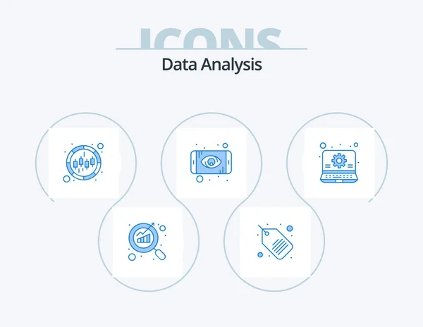 Data Analysis Blue Icon Pack Icon Design Data Management Chart — Stock Vector