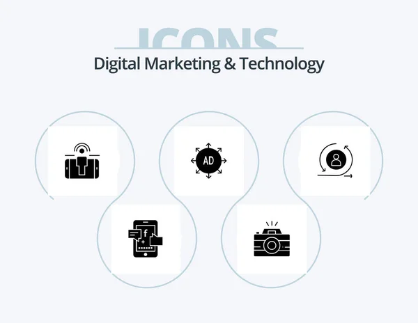 Digital Marketing Technology Glyph Icon Pack Icon Design Visiter Engagement — Stock vektor