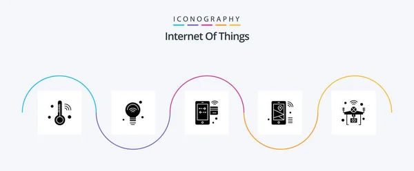 Internet Things Glyph Icon Pack Including Share Iot Wifi Internet — Vector de stock