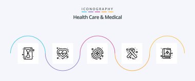 Health Care And Medical Line 5 Icon Pack Including medical education. book. capture. ribbon. hospital